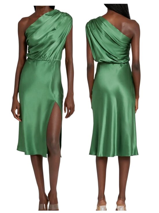 Amanda Uprichard Dresses & Skirts - Amanda Uprichard Dupree Silk Dress Green One Shoulder NWT Small